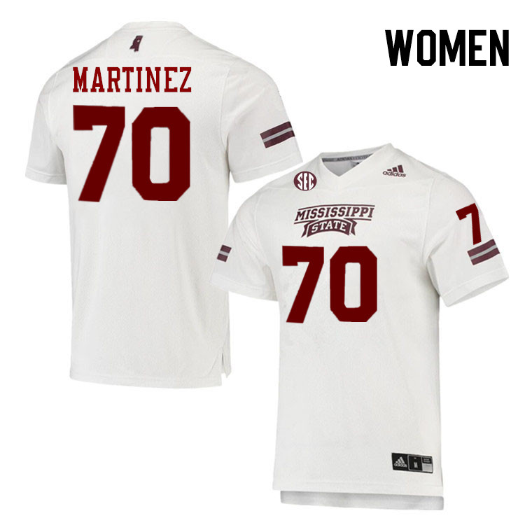 Women #70 Marlon Martinez Mississippi State Bulldogs College Football Jerseys Stitched-White